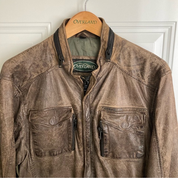 Brown Lamb Leather Zipper Jacket by Overland - Picture 3 of 16